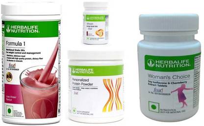 Herbalife Nutrition Formula 1 ShakeRoseKheer +ProteinPowder-200+Afresh-Elachi+ Women Choice Tablet Protein Shake