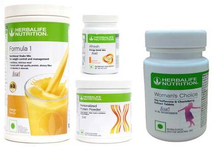 Herbalife Nutrition Formula 1 Shake mango-+Protein Powder-200+Afresh- peach+ Women Choice Tablet Protein Shake