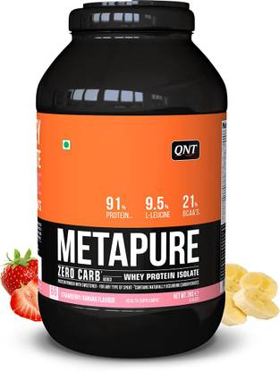 QNT Metapure Zero Carb Protein | 100% Pure Whey Isolate | 2kg | Strawberry-Banana Whey Protein