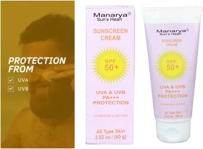 Manarya Sunscreen - SPF 50 PA+++ Sun's Heart Natural Daily Sunscreen, Board Spectrum,Light-Non-Sticky