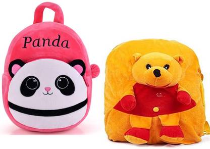 Agnolia Pink Panda And Pooh Bag Soft Material School Bag High Quality School Bag