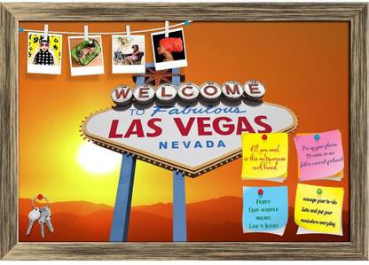 Artzfolio Las Vegas Welcome Sign With Blazing Desert Sunset Notice Pin Soft Board Cork Bulletin Board