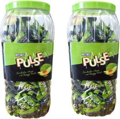 Pass Pass PULSE KACHCHA AAM TOFFEE WITH TANGY TWIST PACK OF 2 KACHCHA AAM Candy