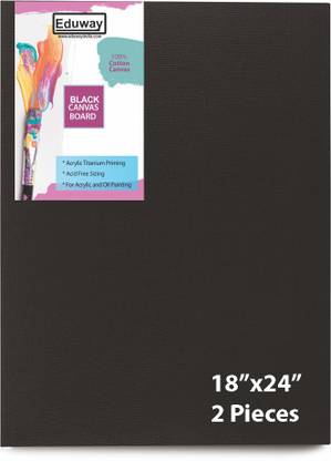 Eduway 18x24 IN Cotton Canvas Board,(45x60 cm) with 4mm MDF Board Backing, For Painting Cotton Medium Grain Primed Canvas Board (Set of 2)