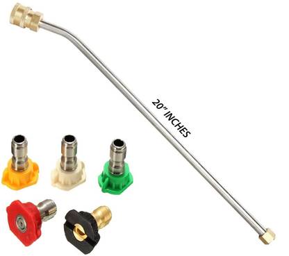 PARTHVI 5000 PSI 20" Extension Rod 30 Degree Bend Rod With QC Adapter & 5 PCS NOZZLE SET Pressure Washer