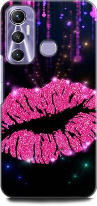 WallCraft Back Cover for Infinix Hot 11 PINK KISS, GIRL, GLITTER, LIPS, PURPLE, PINK, SPARKLE