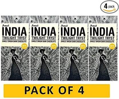 Amul India Twilight Tryst Single Origin Dark Chocolate 125gm (Pack of 4) Bars