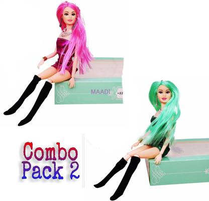 Maadi Fashion Doll Toy Set with Makeup Salon Accessories Kit with Dresses Happy Girl.