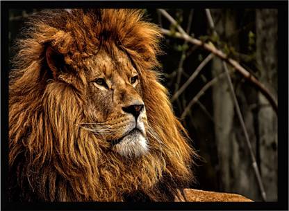 Mmory Roaring Lion Art Painting Digital Reprint 9 inch x 12 inch Painting