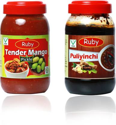 Ruby Kerala Style Tender Mango + Puliyinchi Pickle | Tasty | Unique | Natural | Combo Mango, Tamarind Pickle