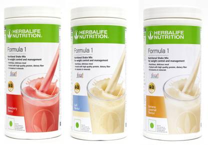 Herbalife Nutrition Formula 1 Shake Strawberry + Kulfi + Banana Caramel Protein Shake
