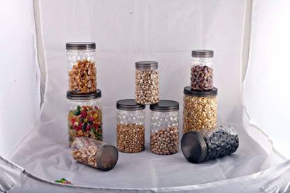 Pack of 9 Plastic Grocery Container  - 300 ml, 600 ml, 1200 ml Hommance Grey