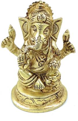 patitpavan Pure Ashtadhatu Right Hand side Trunk(Sund) Lord Ganesha idol Suitable Decorative Showpiece  -  5.6 cm