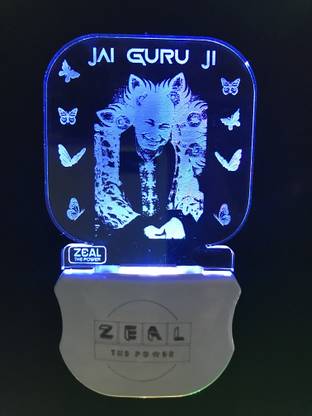 ZEALTHEPOWER JAI GURU JI Acrylic Night Lamp with 7 Color Changing LED Light (Multicolor) Night Lamp