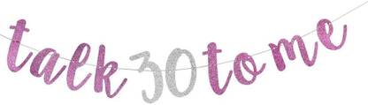 Festiko Purple Glitter Talk Thirty to Me Banner for Happy 30th Birthday Banner,Dirty 30, Banner