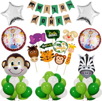 Rozi Decoration Wild Monkey Theme for Birthday Party Decorations - 62 Pcs