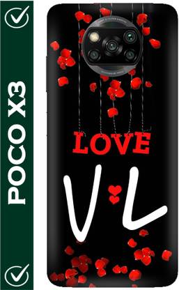 FULLYIDEA Back Cover for POCO X3, Letter V, Alphabet V, Name V, Letter V With L, V Love L