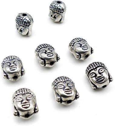 THE Bling STORES Buddha Bead for Bracelet, Necklace Jewellery Making- Silver Color (Pack of 15) Alloy Beaded Charm