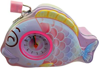 FunBlast Fish Coin Box and Alarm Clock Piggy Bank Metal Coin Bank Money Saving Bank Coin Bank