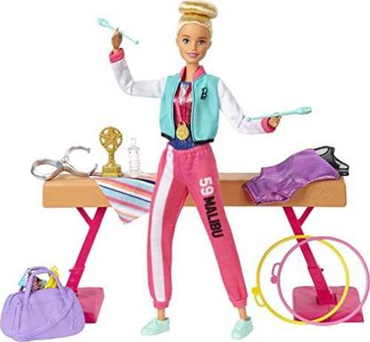 BARBIE Gymnastics Playset Doll with Twirling Feature, Balance Beam,GJM72