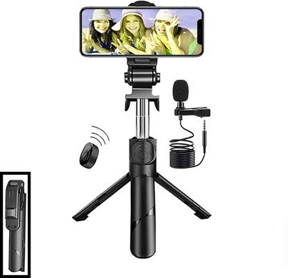 RPPMSP New Party XT02-07 Selfie Stick with Remote & Coller Mic Shutter 360 Rotation 3 Axis Gimbal for Mobile