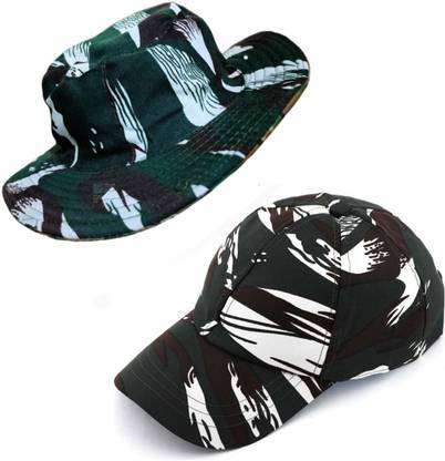 rahul Indian Military CRP Cap & Hat, Cotton Army Force Hat & Cap - Combo Pack of 2