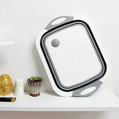 JIGSHTIAL Dish Drainer Kitchen Rack Plastic Collapsible 3-in-1 Chopping Board,Vegetable Fruit Wash and Drain Sink