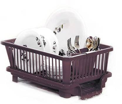 octane Dish Drainer Kitchen Rack Plastic 3 in 1 Large Sink Set Dish Rack (BROWN)
