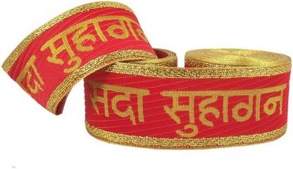 De-Ultimate CWG0339 (9mtr and 6cm Width) Red-Golden "Sada Suhagan Raho" Gota Lace Dresses Material Lace Reel
