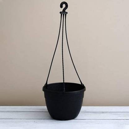 Root Bridges 7.1" Black Corsica Hanging Basket Plant Container Set