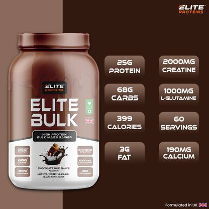 ELITE PROTEINS ELITE BULK 1 Kg CHOCOLATE MILKSHAKE Protein Shake