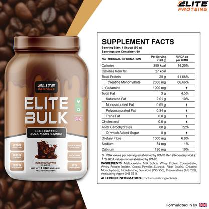 ELITE PROTEINS ELITE BULK 1 Kg CHOCOLATE MILKSHAKE Protein Shake