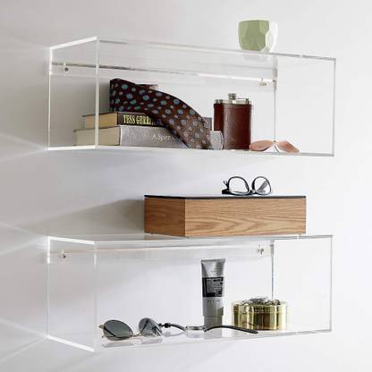 DSKDECOR Shelves Wall Mounted Set of 2, transparent Large Wall Shelf Acrylic Wall Shelf