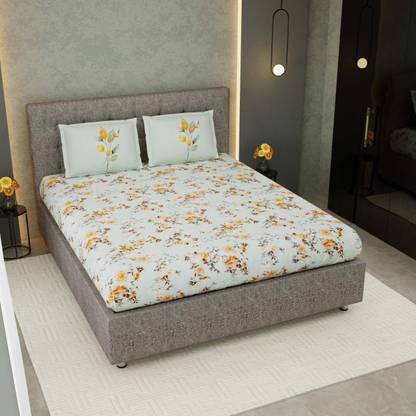 Quilt n Razai 180 TC Cotton King Printed Flat Bedsheet