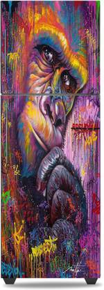 KUKU WALL STICKER 61 cm HD-graffiti-art-colors-draw-gorilla-monkey Self Adhesive Sticker