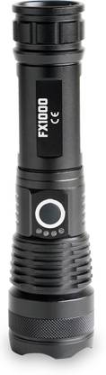 GlowPro FX1000 High Power LED Flashlight USB Rechargeable 5 Modes Metal Body Zoomable Torch