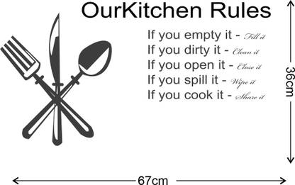 Tuffuk 67 cm Our Kitchen Rules |Self Adhesive | Wall Stickers | PVC Vinyl | Non-Reusable | Self Adhesive Sticker