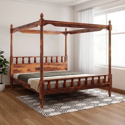 mk furniture Sheesham Wood Queen Size Bed(Finish-Provincial Teak Finish,DIY (Do-It-Yourself)) Solid Wood Queen Bed