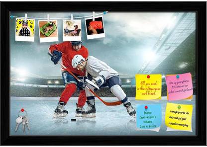 Artzfolio Ice Hockey Player On The Ice Notice Pin Board Soft Board with Push Pins Cork Bulletin Board