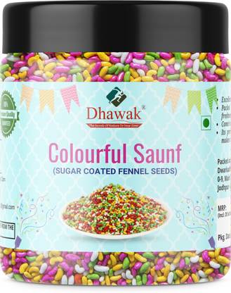 Dhawak Colourful Sugar Coated SAUNF| Colorful Fennel Seed Mouth Freshener| Jar Pack| Fennel Seeds Mouth Freshener