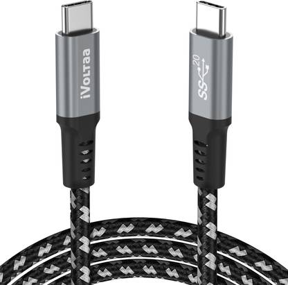 iVoltaa USB Type C Cable 5 A 1 m 20 Gbps USB 3.2 Gen2 100W PD Charging 4K HDR with E-Marker Chip USB-C Cable