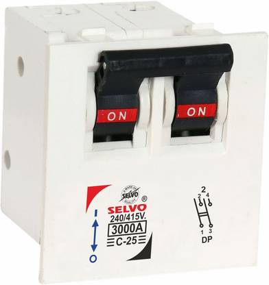 Selvo C-25A Double Pole Modular Mounted Mini MCB C-25A Double Pole Modular Type MCB