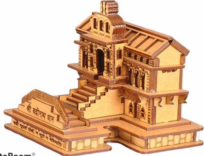 Royal Craft Badrinath 3D Wood Tempal for home/office/shop and Car dashboard. Solid Wood Home Temple