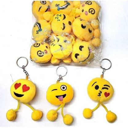 Urban villagers Emoji Smiley Legs Keychain plus Soft Cushion Keyring Pack of 12 Key Chain