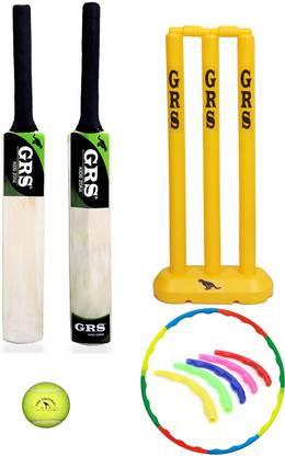 GRS KIDS ZONE CRICKET KIT ( 1 BAT+1 TENNIS BALL+1WICKET SET+1HULAHOPE) Cricket Kit