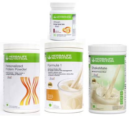 Herbalife Nutrition Formula 1 Shake Banana Caramel +Protein Powder-200+Afresh-Elachi+ Shake Mate - Protein Shake