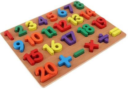 KAARPAAGAA INC Wooden 123 Numbers Puzzle, Wooden Counting Numbers (0 to 9) Educational Toy