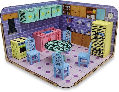 DIY Paint Your Pre-Assembled Kitchen Furniture Wooden Doll House Kit