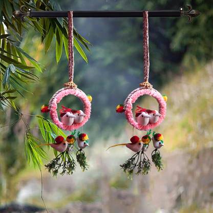 Arsh Variety Store Artificial Bird Nest Chidiya with Grass Jute Hanging Nest Home Décor Combo Decorative Showpiece  -  33 cm