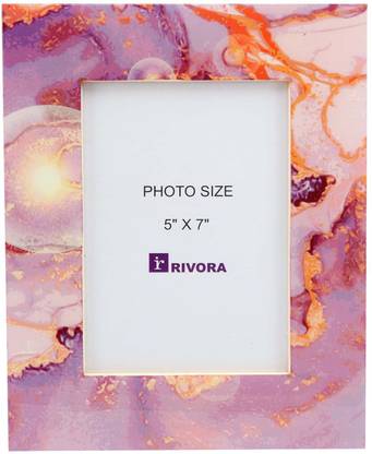 rivora Wood Photo Frame With Geode Print Resin Lamination Decorative Showpiece  -  24.1 cm